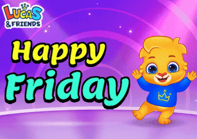 A Lucas And Friends Happy Friday Poster With A Lion GIF