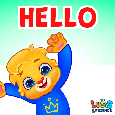 A Lucas And Friends Poster With A Cartoon Character Waving GIF