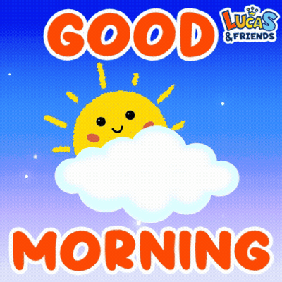 A Lucas And Friends Poster With A Sun And Cloud GIF