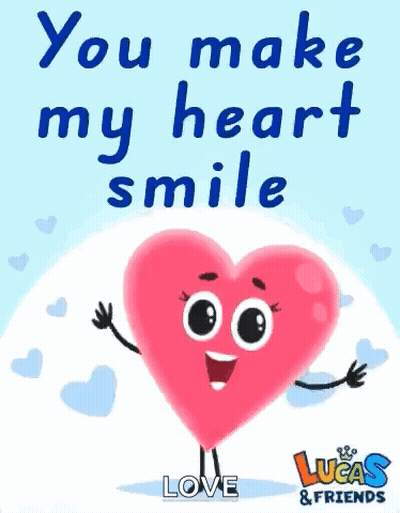 A Lucas And Friends Valentine 'S Day Card With A Cartoon Heart GIF