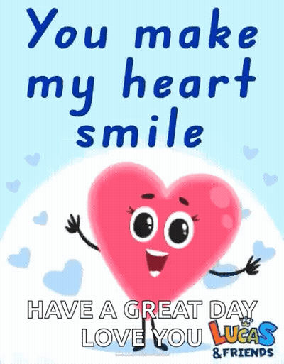 A Lucas And Friends Valentine 'S Day Card With A Smiling Heart GIF