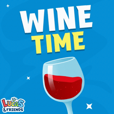 A Lucas & Friends Ad With A Glass Of Wine GIF