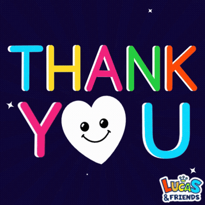 A Lucas & Friends Advertisement With A Heart And The Words Thank You GIF