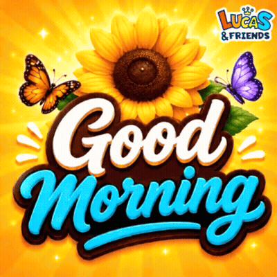 a lucas & friends advertisement with a sunflower and butterflies