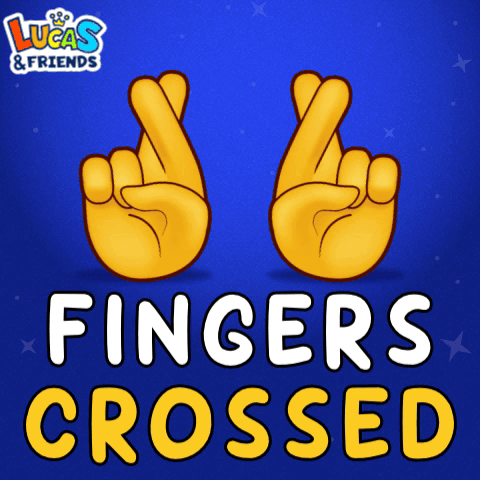 A Lucas & Friends Advertisement With Crossed Fingers GIF