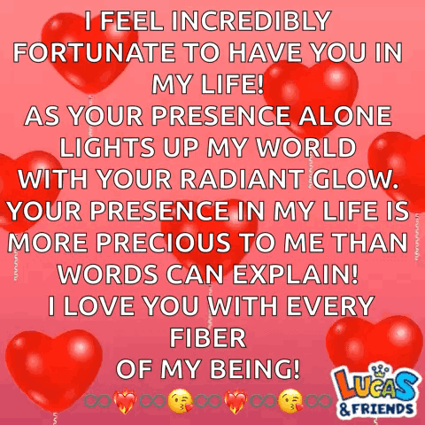 A Lucas & Friends Valentine 'S Day Message With Red Hearts GIF