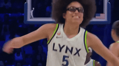 A Lynx Basketball Player Wearing Sunglasses And A Wig GIF