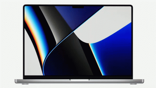 A Macbook Pro Laptop With A Blue And White Screen GIF