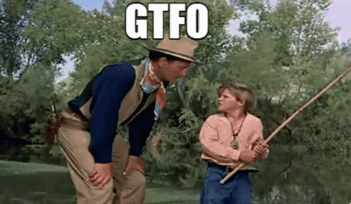 A Man And A Boy Are Fishing In A River And The Boy Is Holding A Fishing Pole . GIF