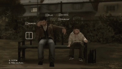 A Man And A Boy Are Sitting On A Bench GIF
