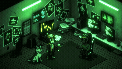 A Man And A Dog Are Standing In Front Of A Computer Screen That Says ' I 'M / ' GIF