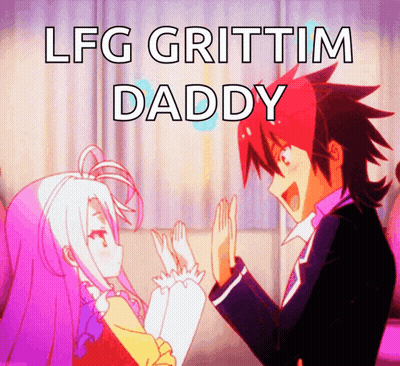 A Man And A Girl Are Giving Each Other A High Five And The Words Lfg Grittim Daddy Are Above Them GIF