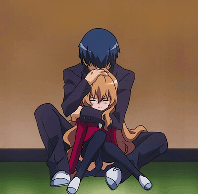 A Man And A Girl Are Hugging Each Other In A Cartoon GIF