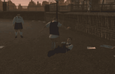 A Man And A Girl Are Playing A Video Game On A Field GIF