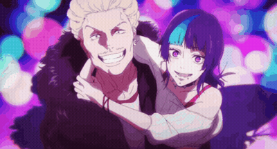 A Man And A Girl Are Posing For A Picture Together GIF