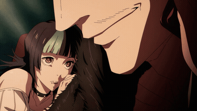 A Man And A Girl Are Standing Next To Each Other And The Girl Is Covering Her Mouth With Her Hand GIF