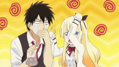 A Man And A Girl Are Standing Next To Each Other GIF