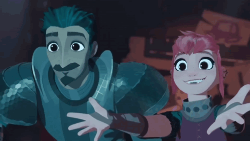 A Man And A Girl Standing Next To Each Other GIF