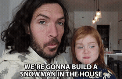 A Man And A Little Girl Are Talking About Building A Snowman GIF
