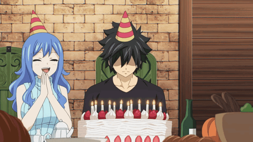 A Man And A Woman Are Celebrating A Birthday GIF
