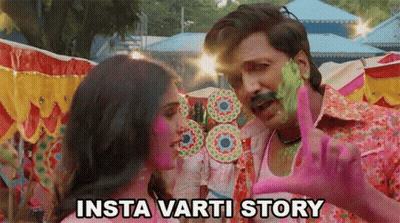 A Man And A Woman Are Covered In Colored Powder And The Caption Says Insta Vart Story GIF