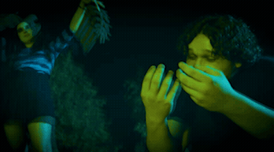 A Man And A Woman Are Dancing And The Words Trippin ' Are Visible GIF