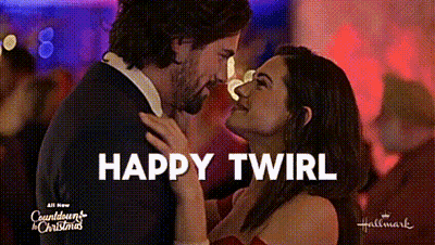 A Man And A Woman Are Dancing Together In A Hallmark Movie Called Happy Twirl GIF