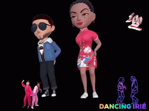 A Man And A Woman Are Dancing Together On A Black Background GIF