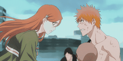 A Man And A Woman Are Facing Each Other In A Cartoon GIF