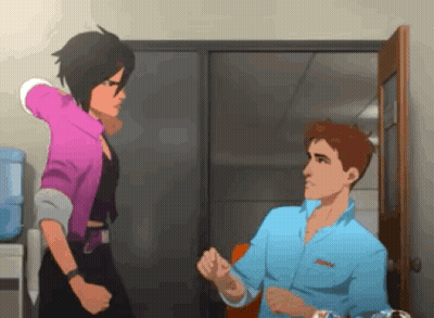 A Man And A Woman Are Fighting In A Room GIF