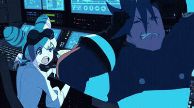 A Man And A Woman Are Fighting In Front Of A Computer Screen That Says " 00 " GIF