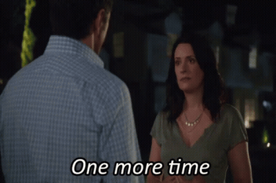 A Man And A Woman Are Having A Conversation And The Woman Says " One More Time " GIF