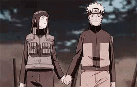 A Man And A Woman Are Holding Hands In A Black And White Cartoon . GIF