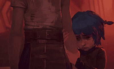 A Man And A Woman Are Hugging Each Other In A Dark Room GIF