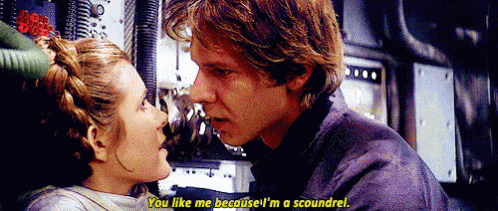 A Man And A Woman Are Kissing And The Woman Says You Like Me Because I 'M A Scoundrel . GIF