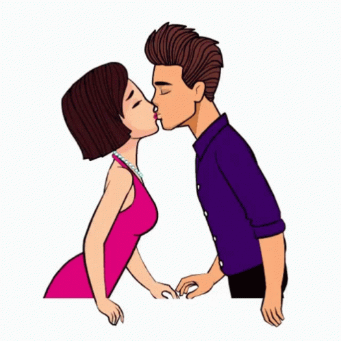 A Man And A Woman Are Kissing Each Other . GIF