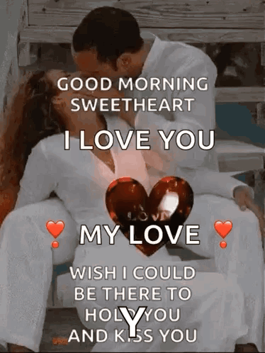 A Man And A Woman Are Kissing With A Heart Shaped Balloon In The Background . GIF