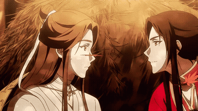 A Man And A Woman Are Looking At Each Other In A Cartoon GIF