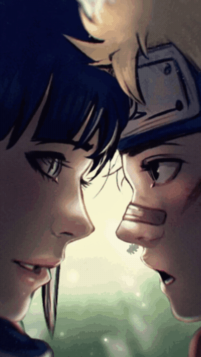 A Man And A Woman Are Looking At Each Other In A Painting GIF