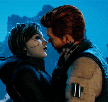 A Man And A Woman Are Looking At Each Other GIF