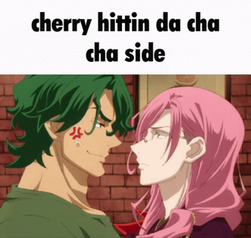 A Man And A Woman Are Looking At Each Other With A Caption That Says Cherry Hittin Da Cha Cha Side GIF