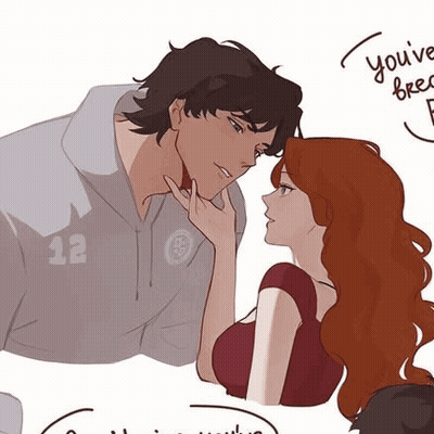 A Man And A Woman Are Looking Into Each Other 'S Eyes And Talking . GIF