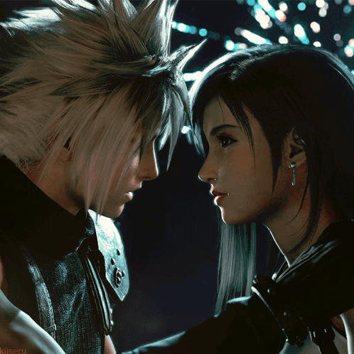 A Man And A Woman Are Looking Into Each Other 'S Eyes In A Video Game GIF