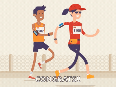 A Man And A Woman Are Running In A Race And Congratulate Them GIF