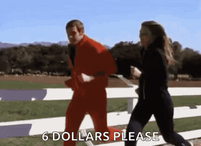 A Man And A Woman Are Running On A Track And The Man Is Wearing A Red Suit And The Woman Is Wearing Black Pants . GIF