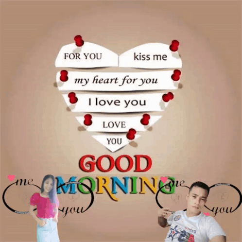 a man and a woman are standing next to a heart that says for you kiss me my heart for you i love you love you
