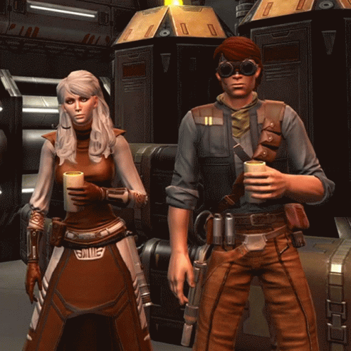 A Man And A Woman Are Standing Next To Each Other And One Of Them Has The Word Smiles On Her Outfit GIF