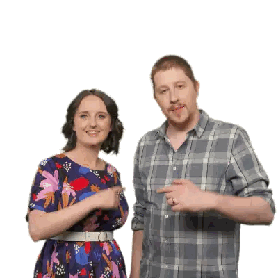 A Man And A Woman Are Standing Next To Each Other And Smiling Sticker