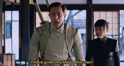 A Man And A Woman Are Standing Next To Each Other And The Man Is Saying " I Have Given My Life To This Clan " GIF