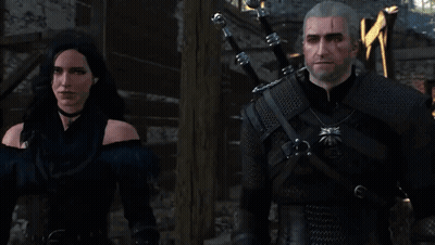 A Man And A Woman Are Standing Next To Each Other And The Man Says What GIF